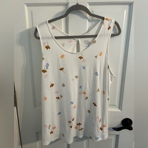 Market and Spruce Alora Twist Floral Print White Tank Top